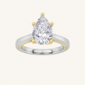 1CT Pear Cut Lab Grown Diamond Two Tone Solitaire Ring