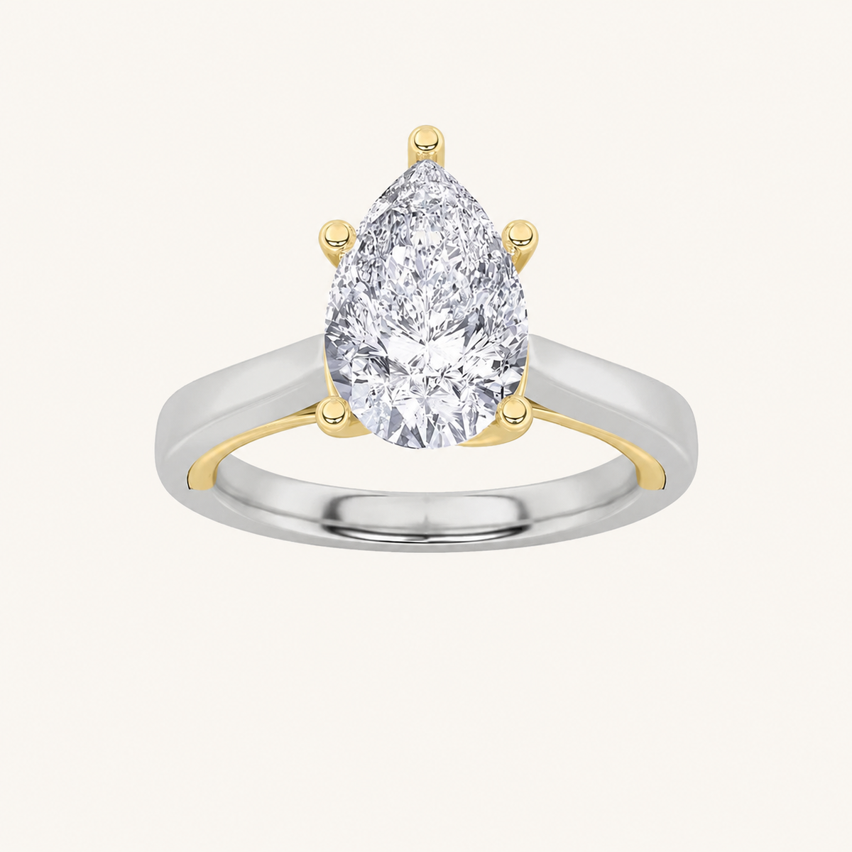 2CT Pear Cut Lab Grown Diamond Solitaire Ring