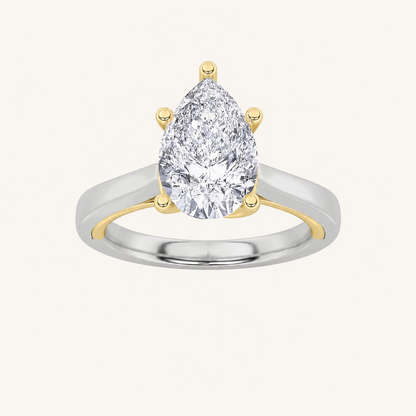 2CT Pear Cut Lab Grown Diamond Solitaire Ring