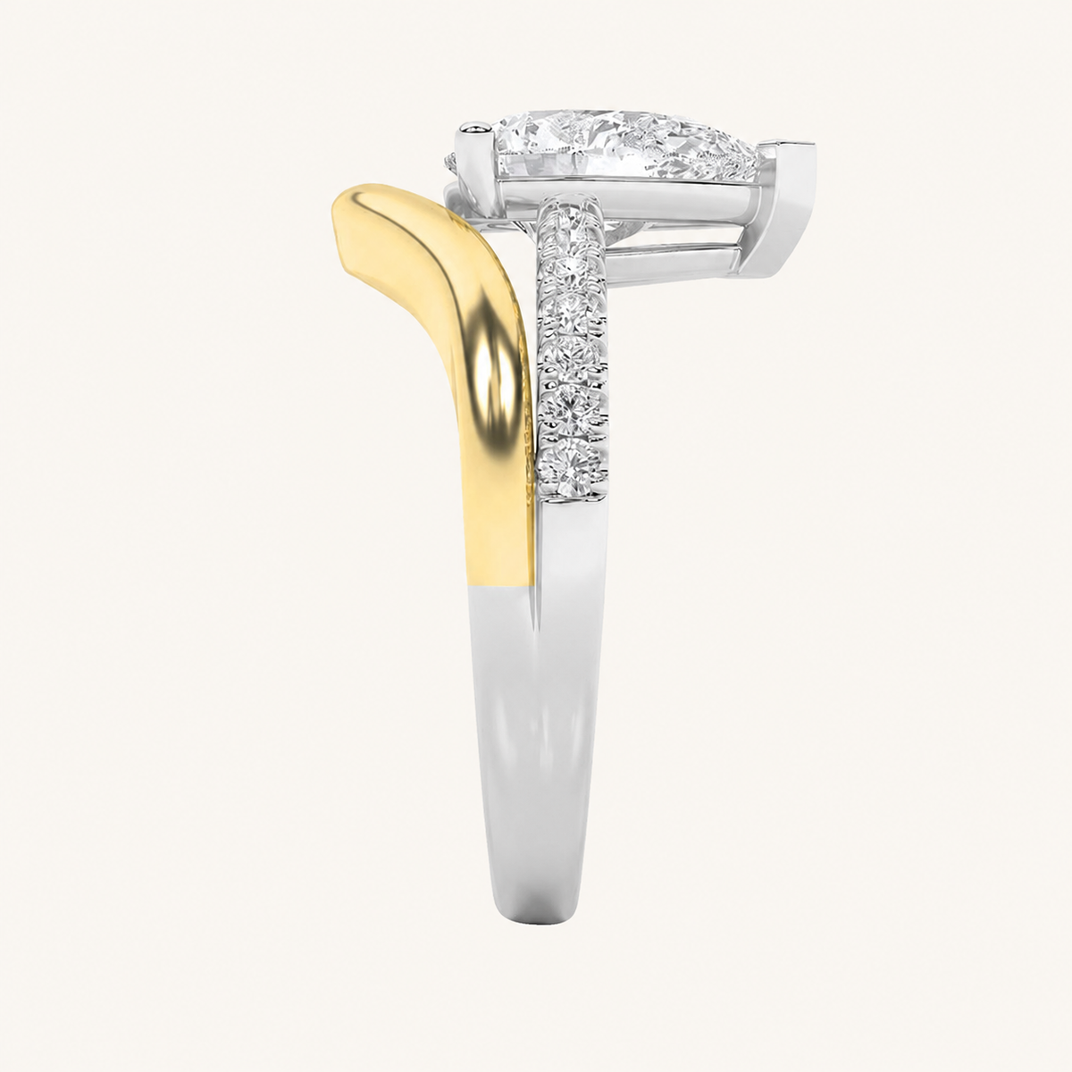 2CT Pear Cut Lab Grown Diamond Side Stone Ring