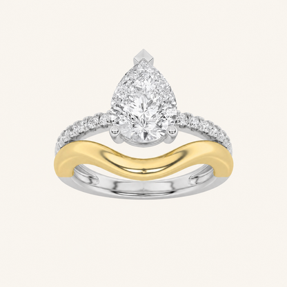 2CT Pear Cut Lab Grown Diamond Side Stone Ring