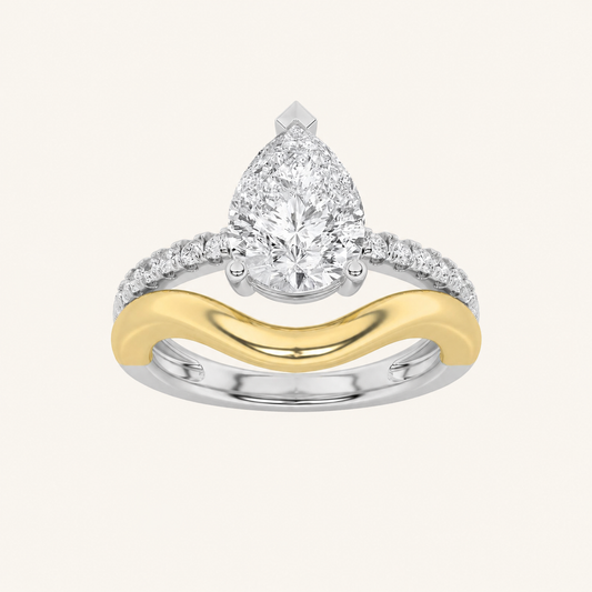 2CT Pear Cut Lab Grown Diamond Side Stone Ring