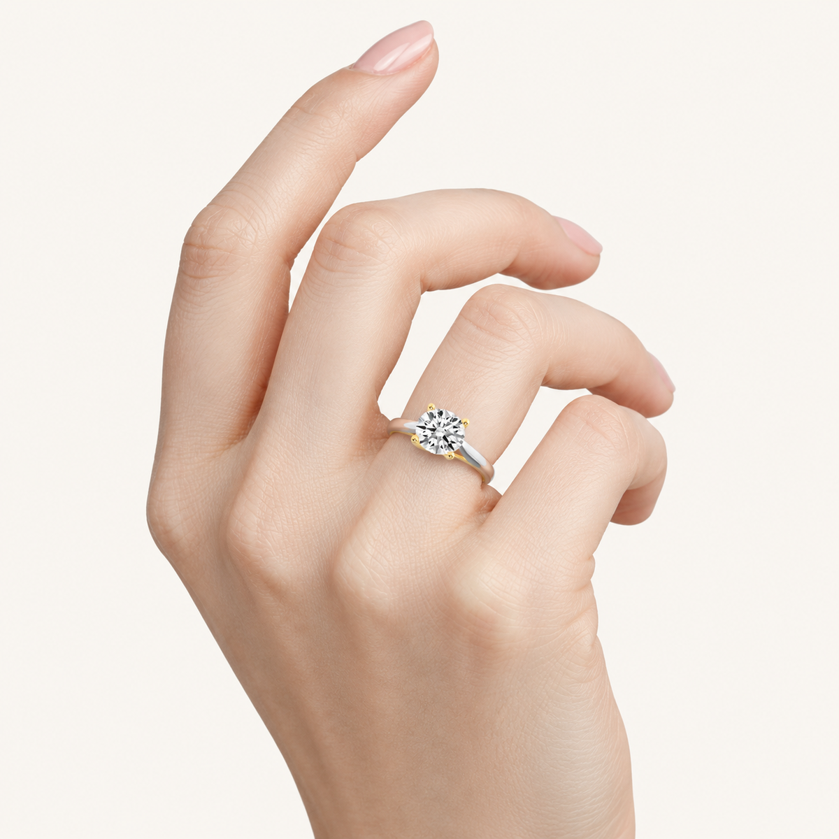 2.5CT Round Cut Lab Grown Diamond Two Tone Solitaire Ring