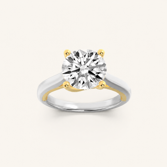 2.5CT Round Cut Lab Grown Diamond Two Tone Solitaire Ring