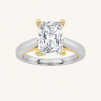 2CT Radiant Cut Lab Grown Diamond Two Tone Solitaire Ring
