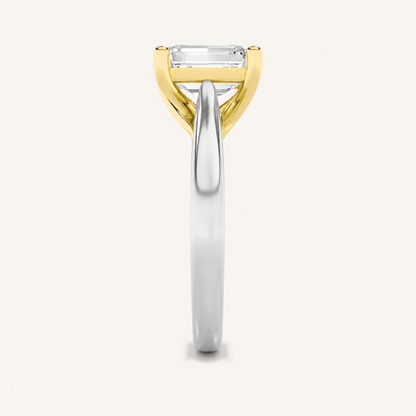 3CT Radiant Cut Lab Grown Diamond Two Tone Solitaire Ring