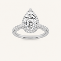 2CT Pear Cut Lab Grown Diamond Halo Side Stone Ring