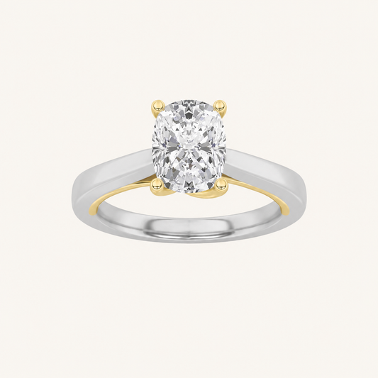 2CT Oval Cut Lab Grown Diamond Two Tone Solitaire Ring