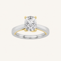 1CT Elongated Cushion Cut Lab Grown Diamond Two Tone Solitaire Ring