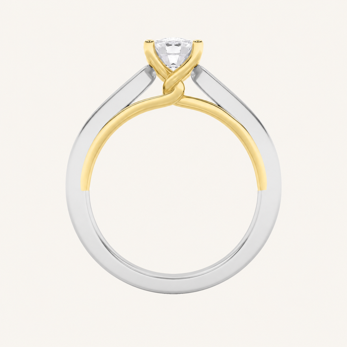 2CT Oval Cut Lab Grown Diamond Two Tone Solitaire Ring