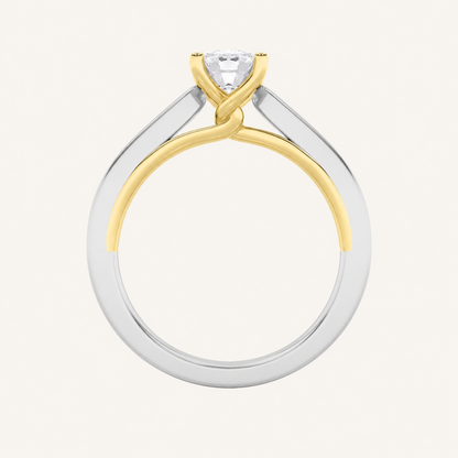 2CT Oval Cut Lab Grown Diamond Two Tone Solitaire Ring