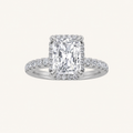 2CT Radiant Cut Lab Grown Diamond Halo Side Stone Ring