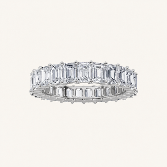 3.50 CT Emerald Cut Lab Grown Diamond Split Prong Eternity Ring
