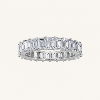 3.35CT Emerald Cut Lab Grown Diamond Eternity Band Ring