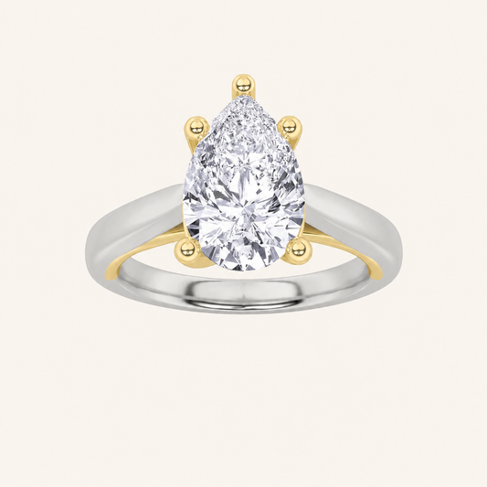 1CT Pear Cut Lab Grown Diamond Solitaire Ring