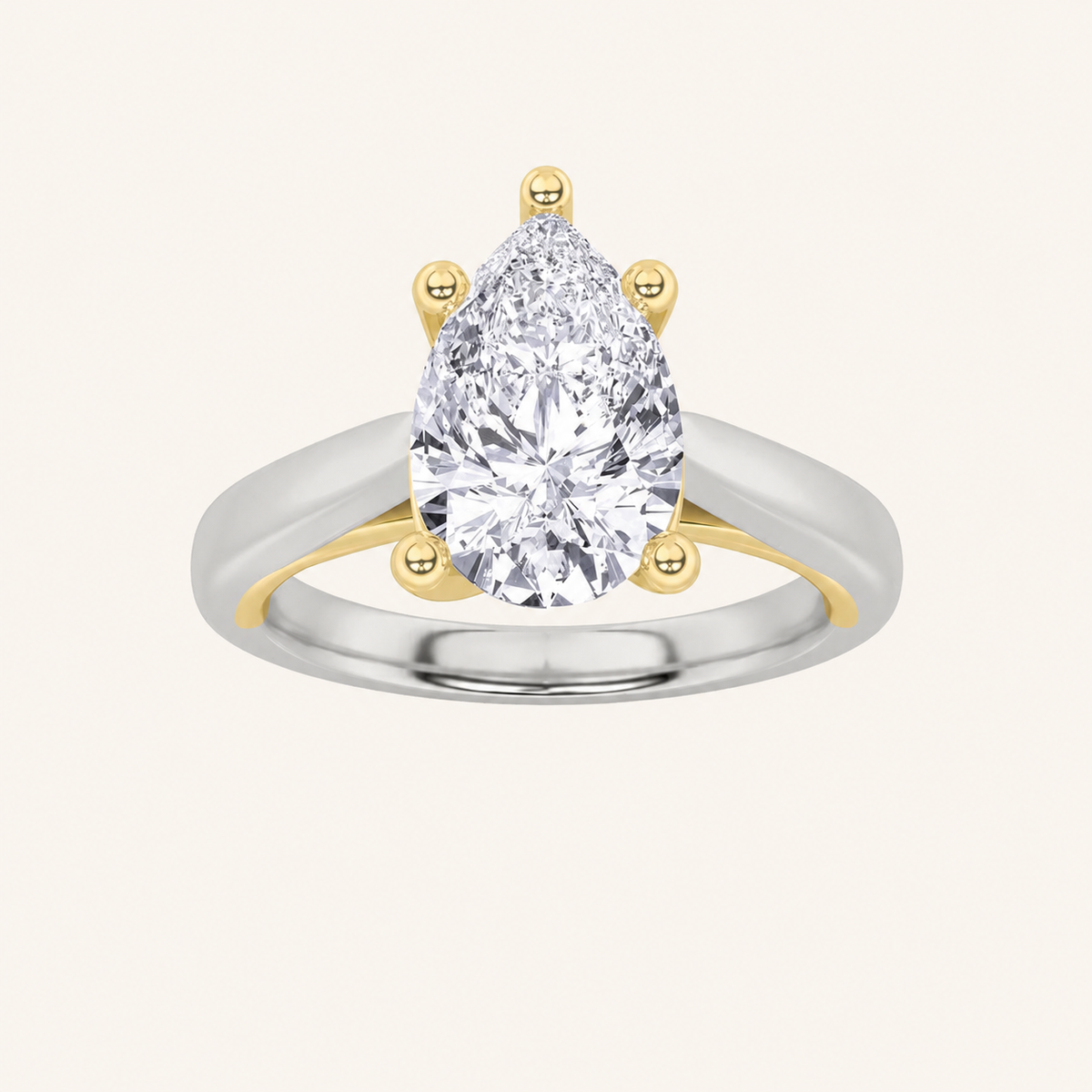 2CT Pear Cut Lab Grown Diamond Solitaire Ring