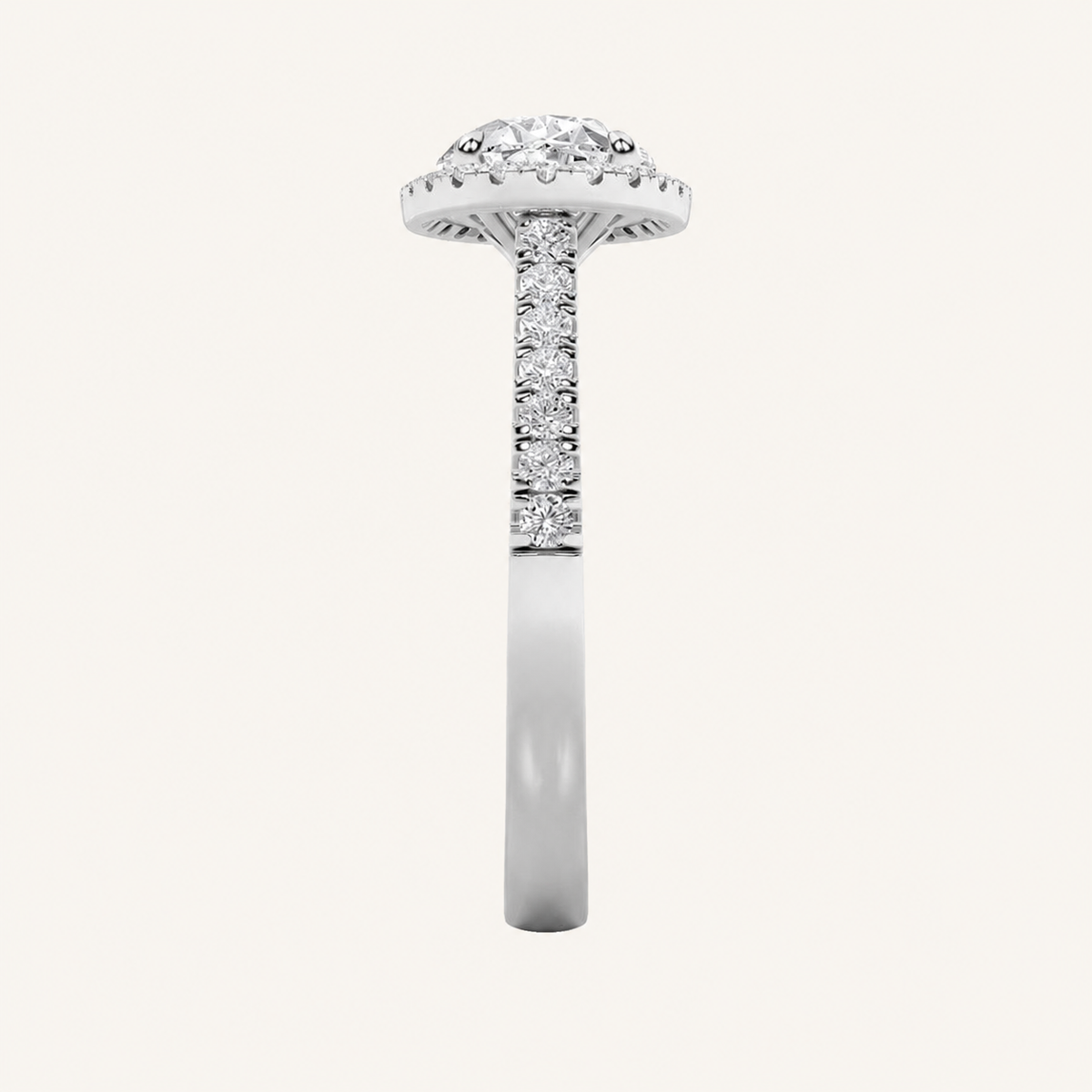 2CT Oval Cut Lab Grown Diamond Halo East West Ring