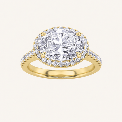 2CT Oval Cut Lab Grown Diamond Halo East West Ring