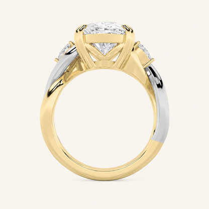 6.25CT Oval Cut Lab Grown Diamond Bold Three Stone Ring