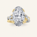 6.25CT Oval Cut Lab Grown Diamond Bold Three Stone Ring
