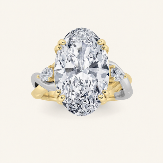 6.25CT Oval Cut Lab Grown Diamond Bold Three Stone Ring