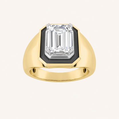 3CT Emerald Cut Lab Grown Diamond Solitaire Men's Ring