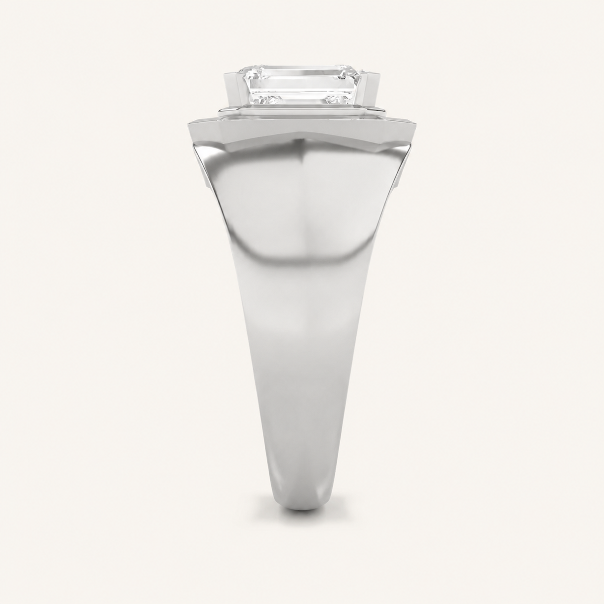 3CT Emerald Cut Lab Grown Diamond Solitaire Men's Ring