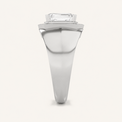 3CT Emerald Cut Lab Grown Diamond Solitaire Men's Ring