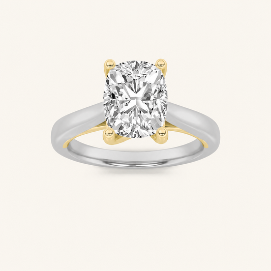 3CT Elongated Cushion Cut Lab Grown Diamond Solitaire Ring