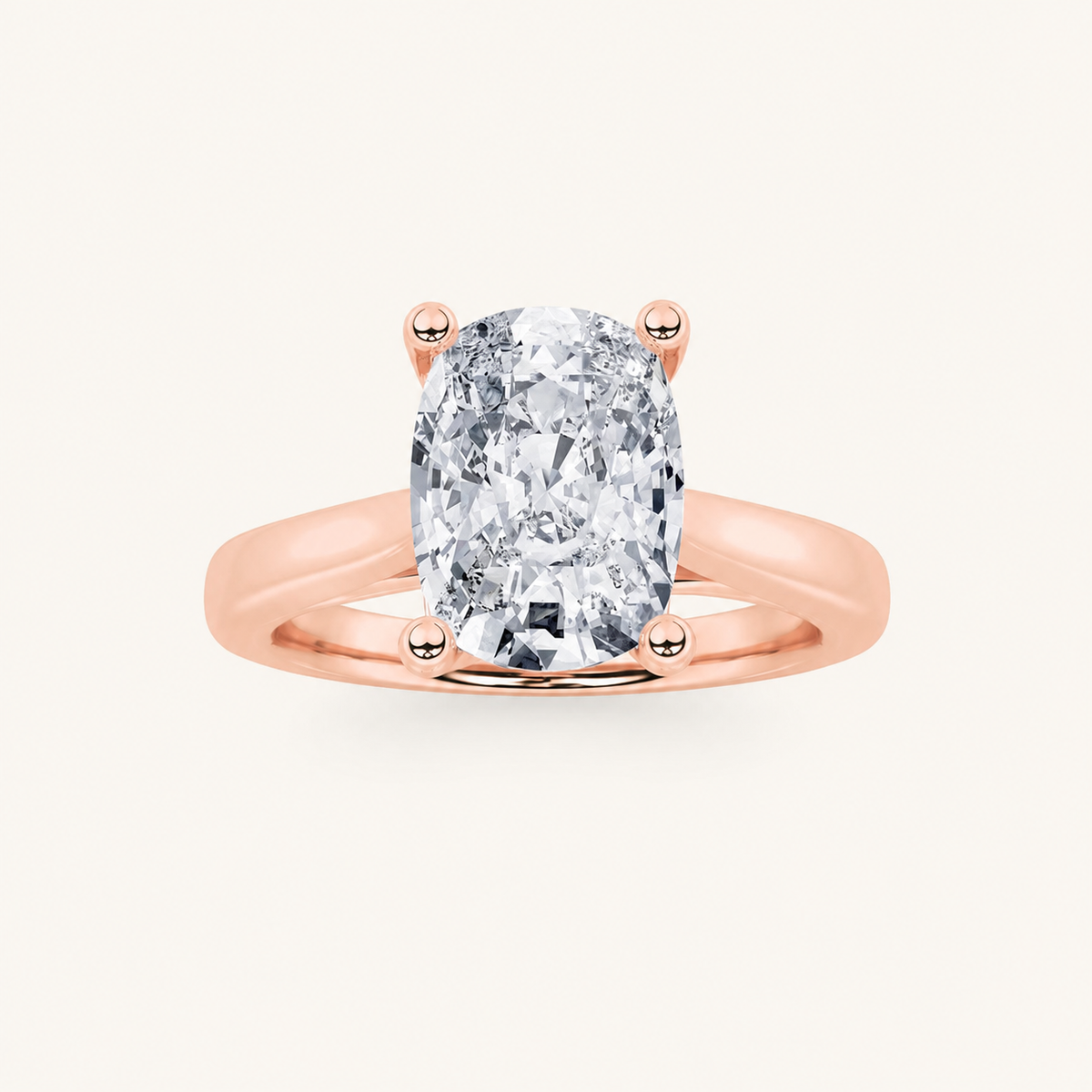 2CT Elongated Cushion Cut Lab Grown Diamond Solitaire Ring