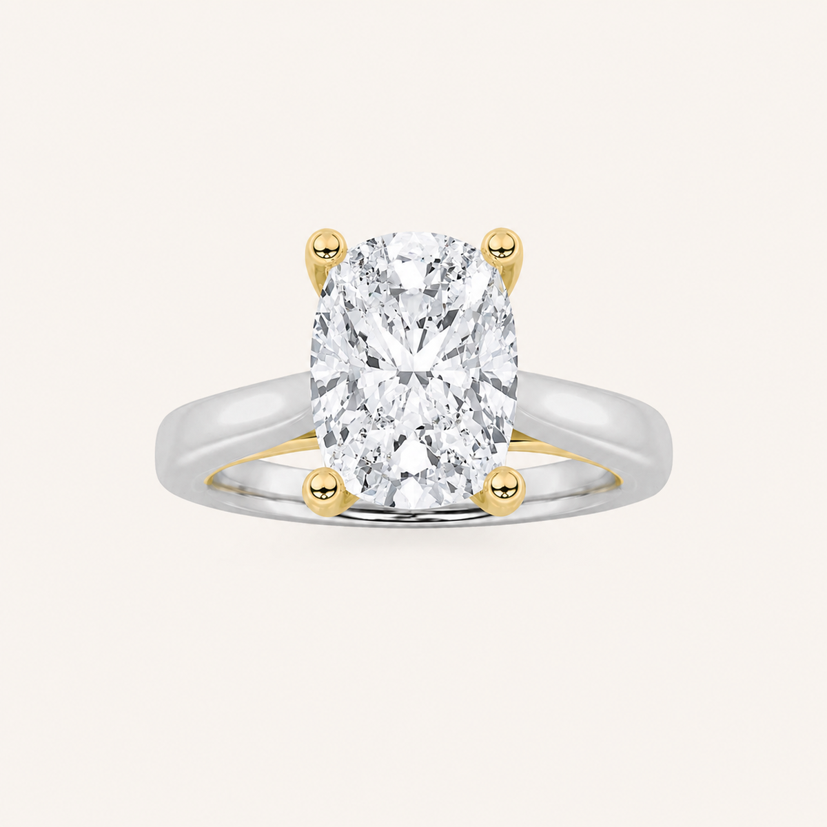 2CT Elongated Cushion Cut Lab Grown Diamond Solitaire Ring