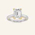 3CT Emerald Cut Lab Grown Diamond Solitaire Ring