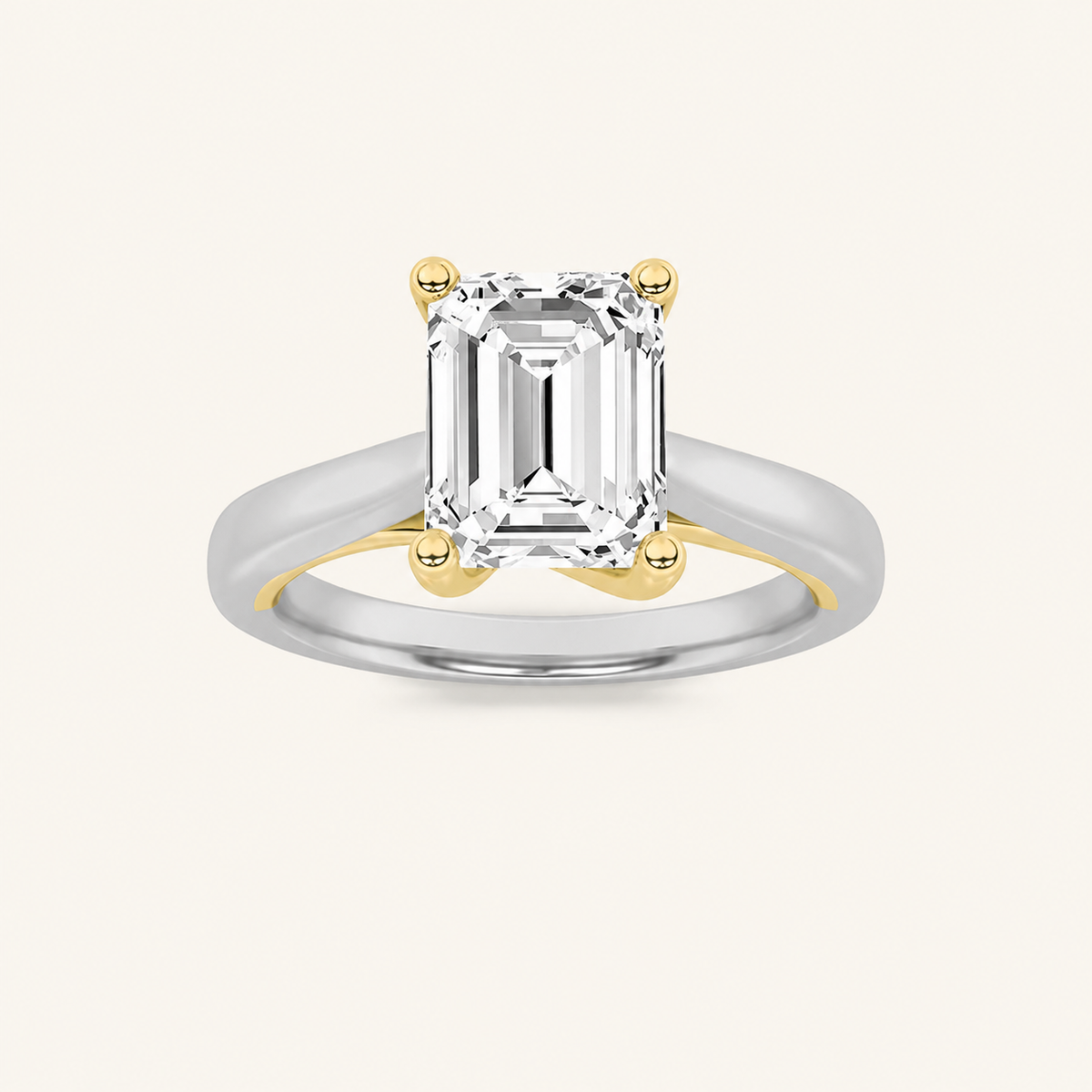 3CT Emerald Cut Lab Grown Diamond Solitaire Ring