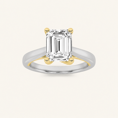 3CT Emerald Cut Lab Grown Diamond Solitaire Ring