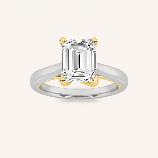 3CT Emerald Cut Lab Grown Diamond Solitaire Ring