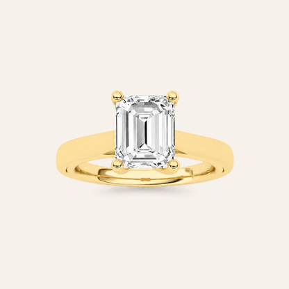 2CT Emerald Cut Lab Grown Diamond Solitaire Ring