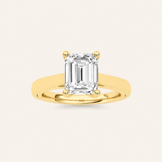 2CT Emerald Cut Lab Grown Diamond Solitaire Ring