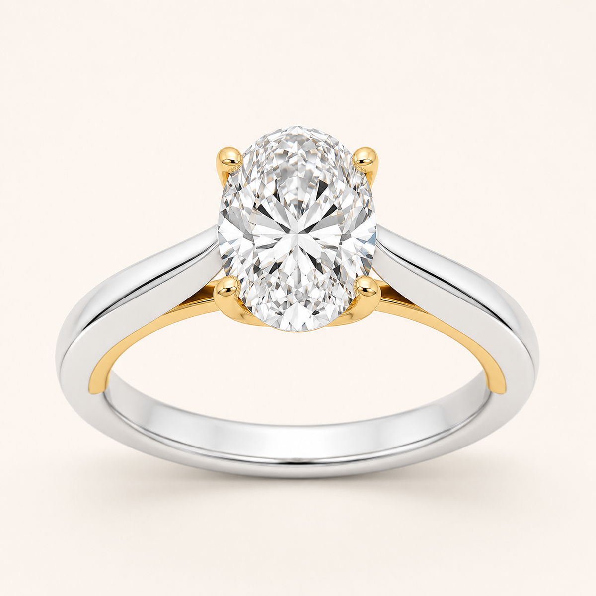 2CT Oval Cut Lab Grown Diamond Solitaire Ring