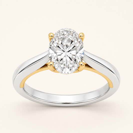 2CT Oval Cut Lab Grown Diamond Solitaire Ring