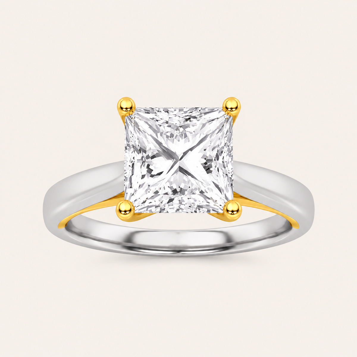 2CT Princess Cut Lab Grown Diamond Solitaire Ring
