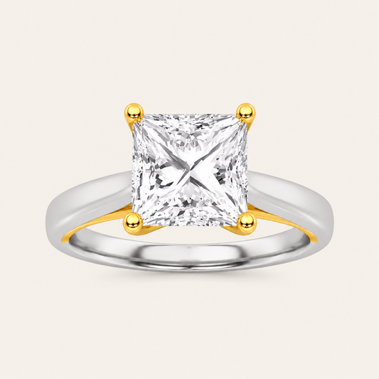 2CT Princess Cut Lab Grown Diamond Solitaire Ring