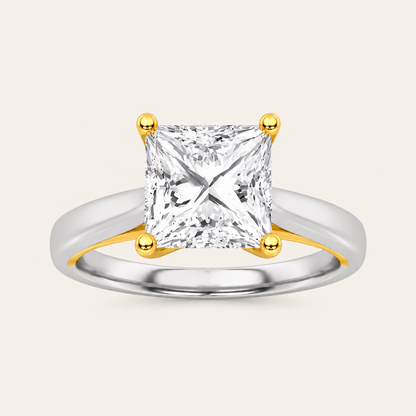 3CT Princess Cut Lab Grown Diamond Solitaire Ring