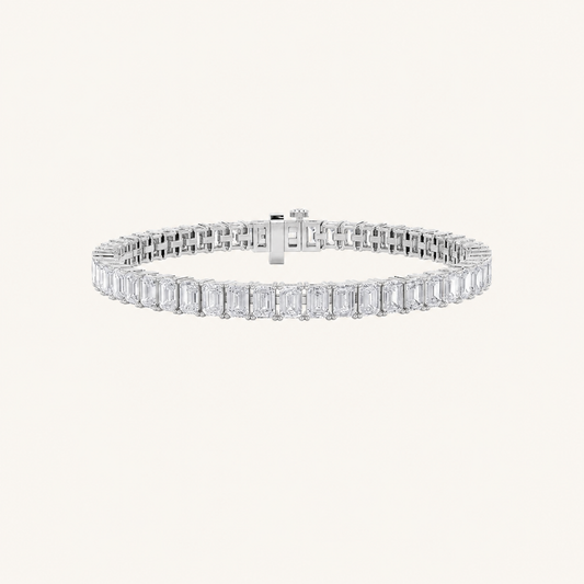16.75CT Emerald Cut Lab Grown Diamond Tennis Bracelet