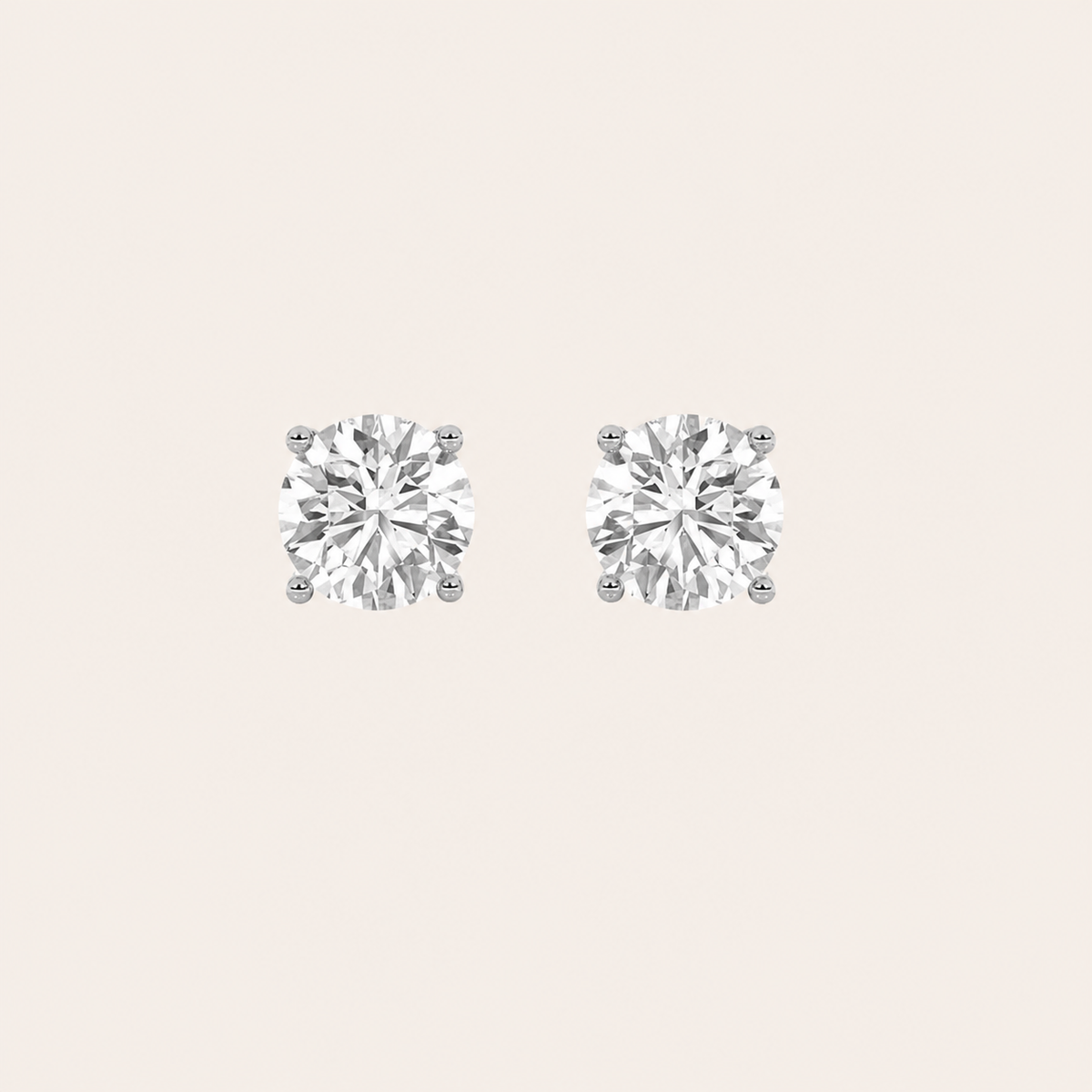 3CT Round Cut Lab Grown Diamond Stud Earrings