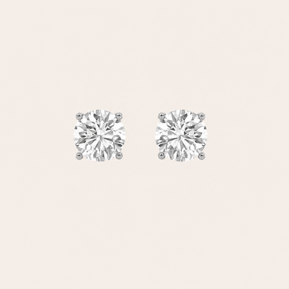 4CT Round Cut Lab Grown Diamond Stud Earrings