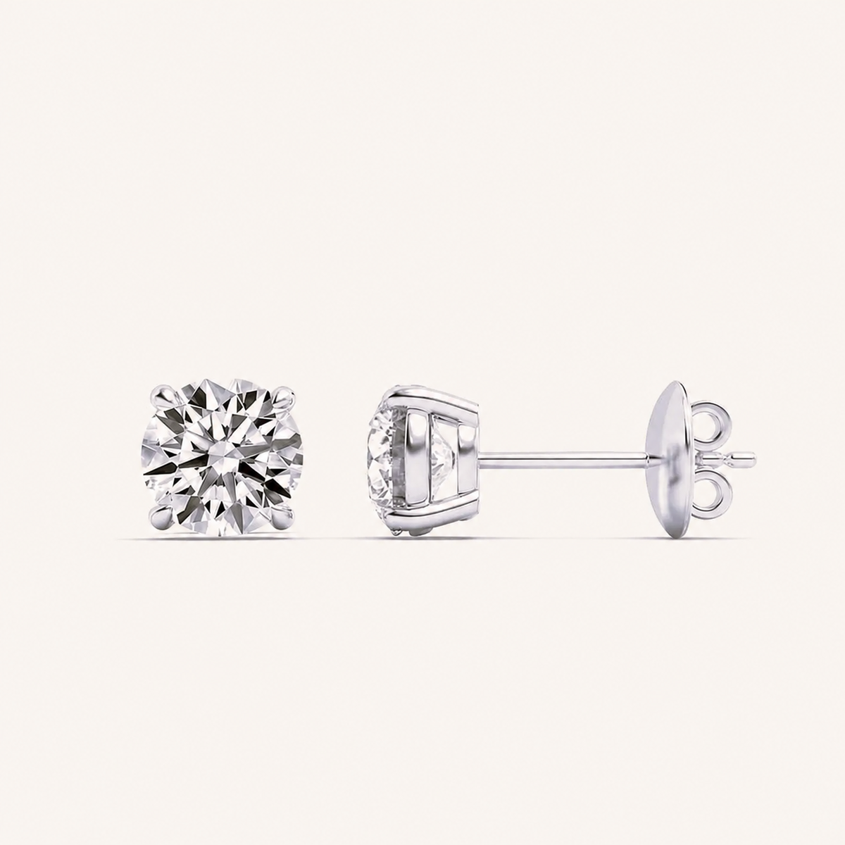 4CT Round Cut Lab Grown Diamond Stud Earrings