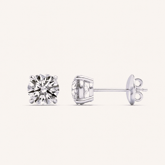 4CT Round Cut Lab Grown Diamond Stud Earrings