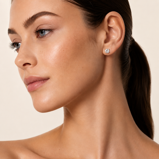 6CT Round Cut Lab Grown Diamond Stud Earrings