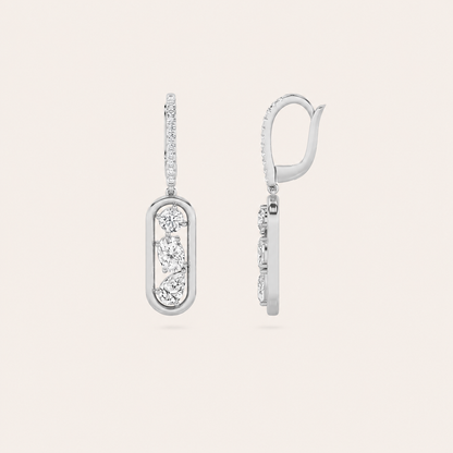 1.5CT Mixed Cut Lab Grown Diamond Paperclip Dangle Earrings