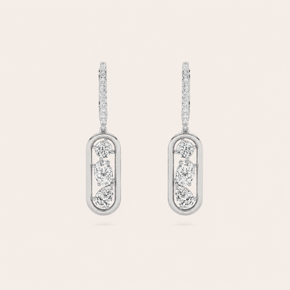 1.5CT Mixed Cut Lab Grown Diamond Paperclip Dangle Earrings